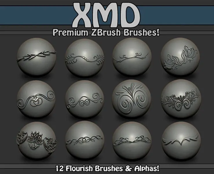 XMD - Premium Flourish Set 01 - Zbrush Brushes