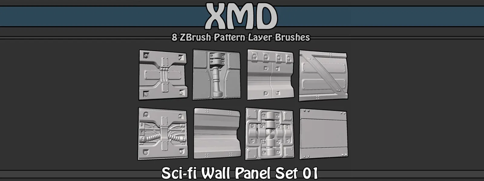 XMD - Free Zbrush Sci-fi Wall Panel Set 1