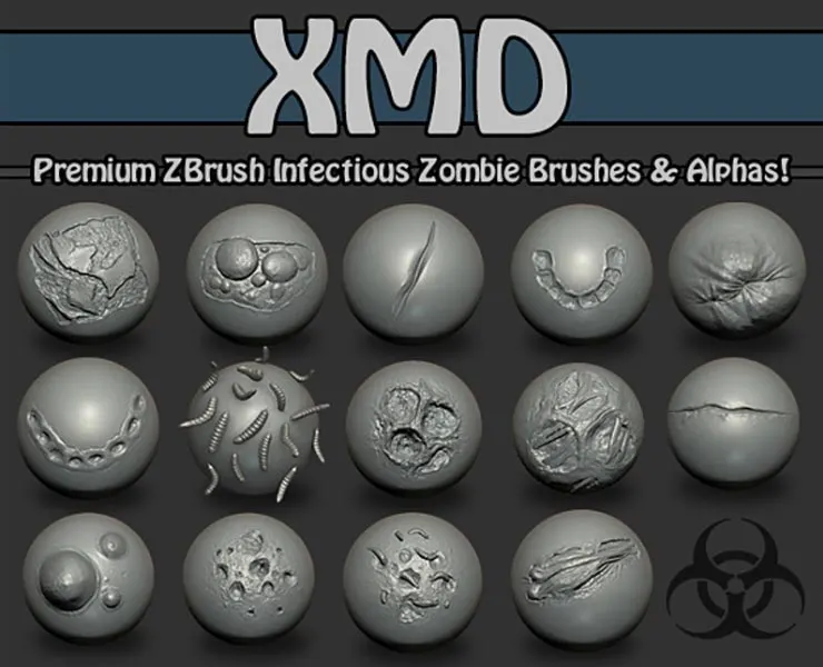 XMD - Premium Zombie Skin 01 - ZBrush Brushes