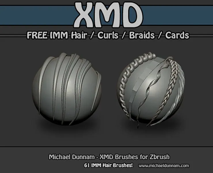 XMD - Free ZBrush IMM Hair Brushes 01