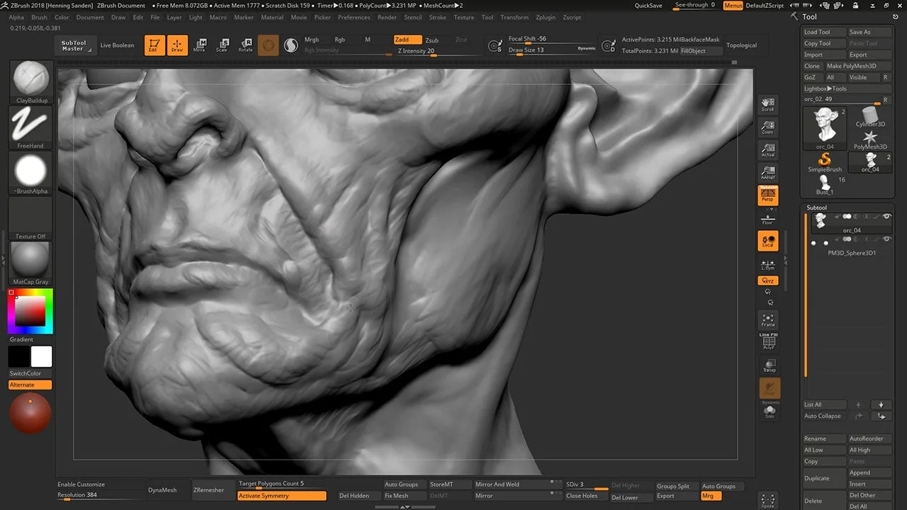 Concept Sculpting an Orc Bust