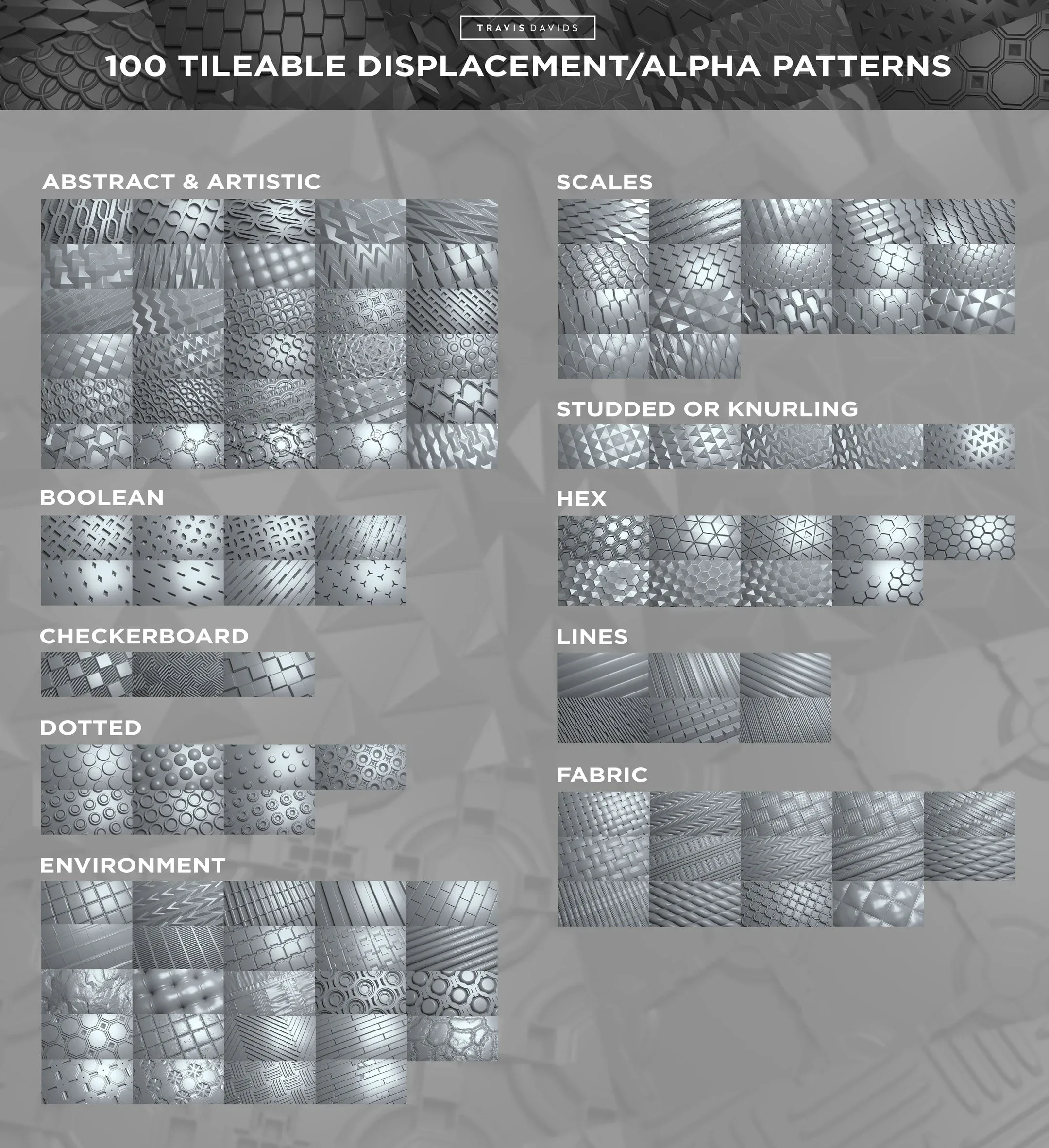100 Tileable Displacement/Alpha Patterns - COMPLETE PACK