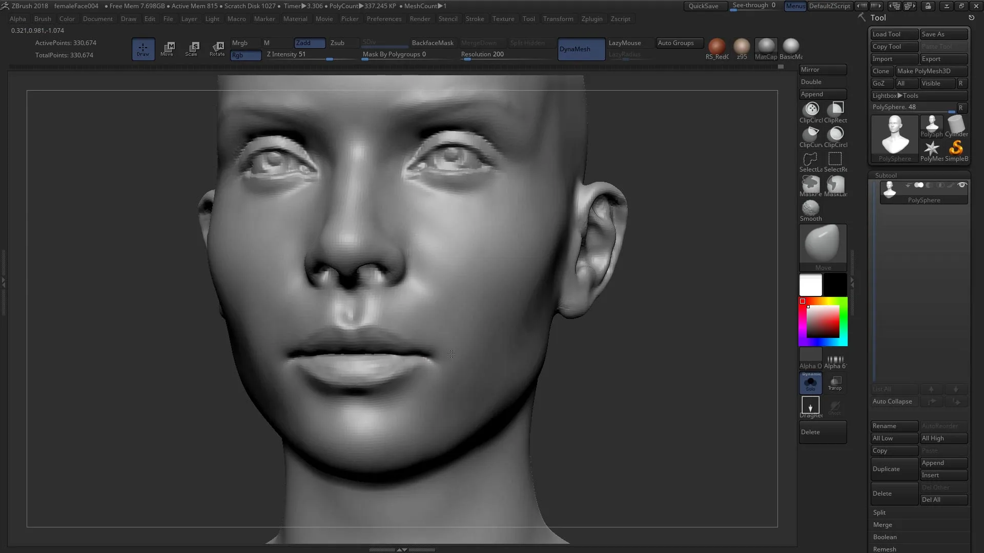 Sculpting a Realistic Female Face in ZBrush