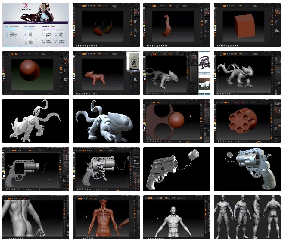 Professional 3D Art Characters in Zbrush - 16 Vols - Basic to Intermediate - 3D Art School