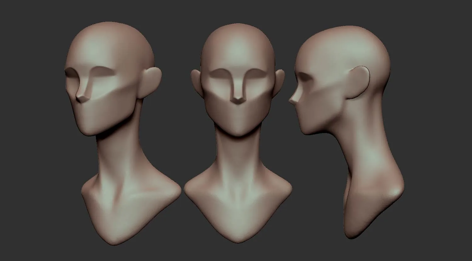 Rodesqa Stylized Female Head Planes Highpoly