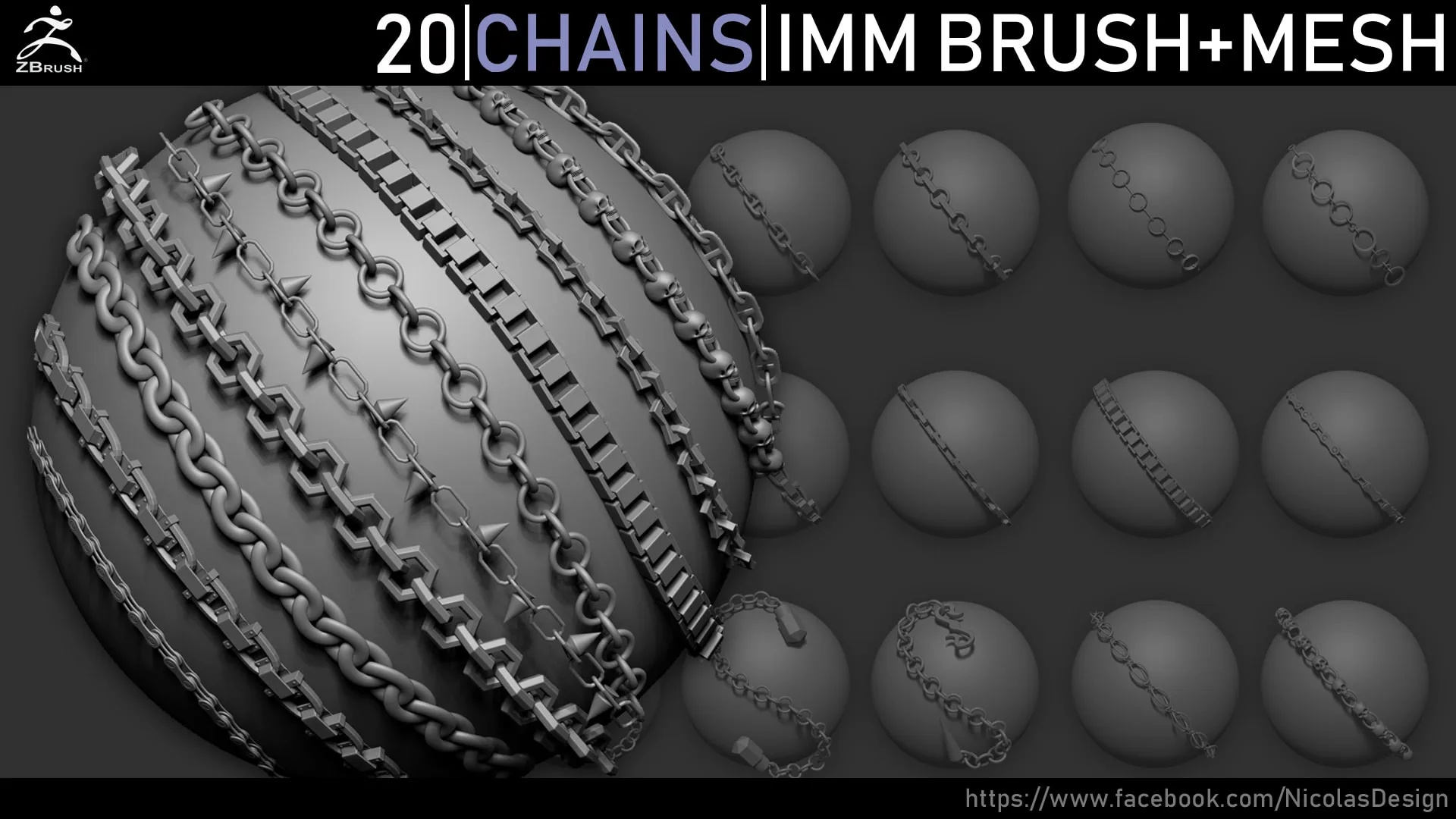 Zbrush - Chains IMM Brush + Meshes