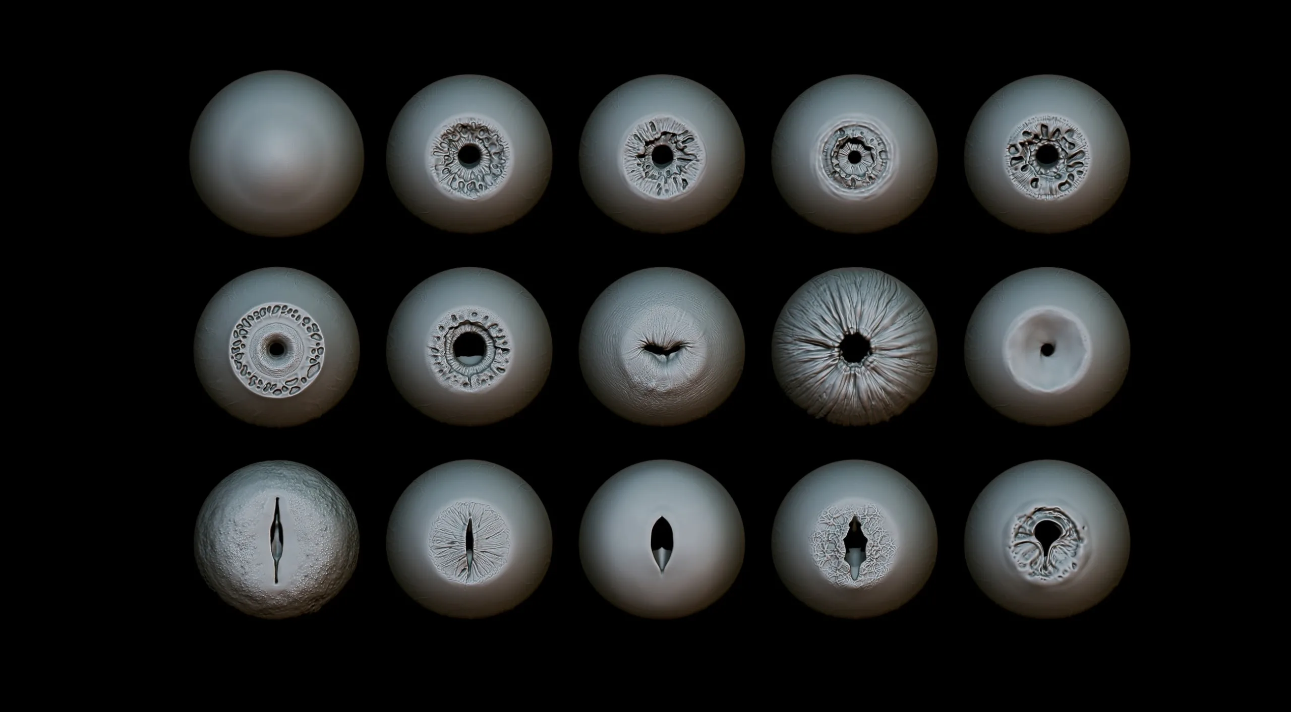 EYES - 28 Zbrush VDM Creature Eyes + 15 Eyeballs IMM Brush