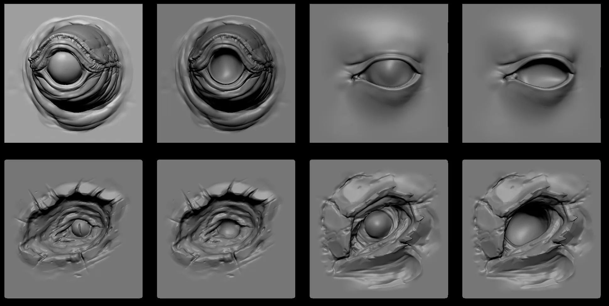 EYES - 28 Zbrush VDM Creature Eyes + 15 Eyeballs IMM Brush