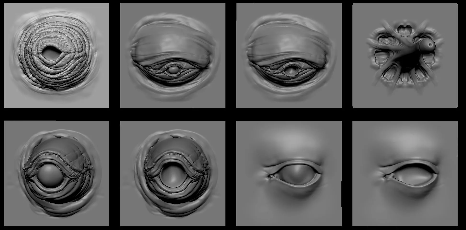 EYES - 28 Zbrush VDM Creature Eyes + 15 Eyeballs IMM Brush