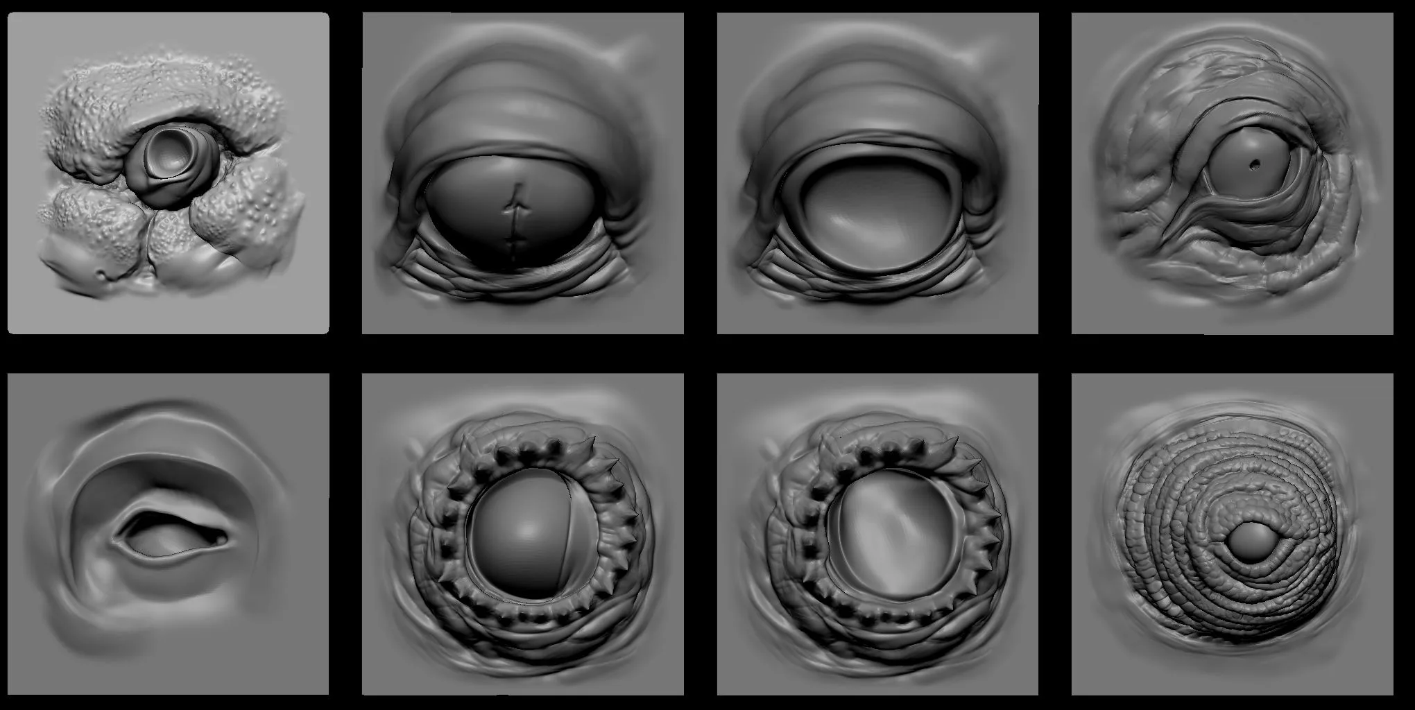 EYES - 28 Zbrush VDM Creature Eyes + 15 Eyeballs IMM Brush