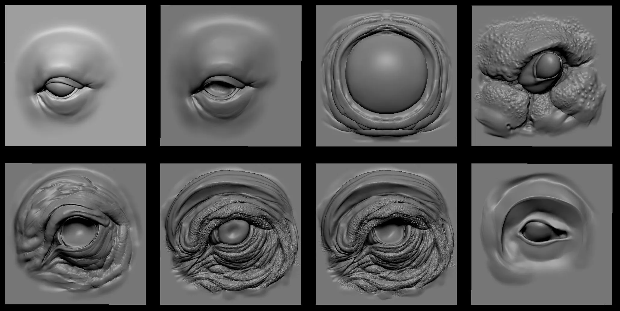 EYES - 28 Zbrush VDM Creature Eyes + 15 Eyeballs IMM Brush