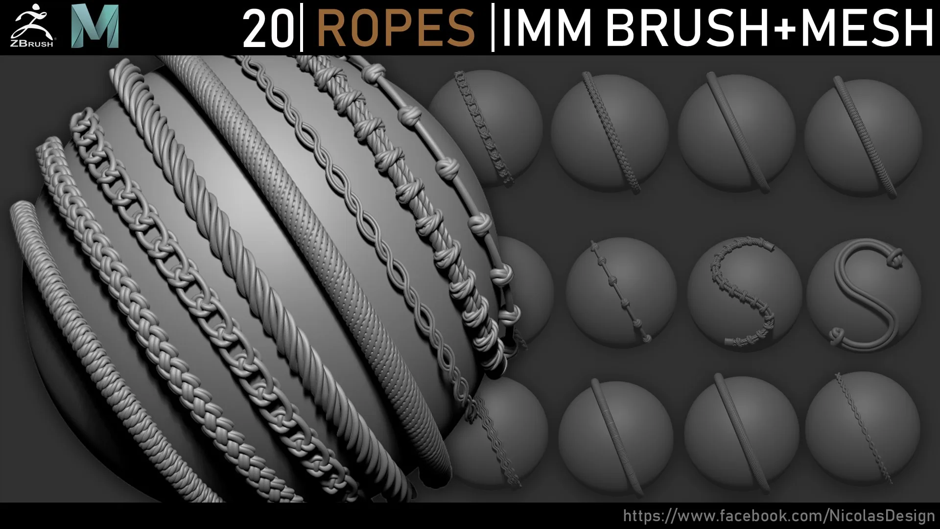 Zbrush - Ropes IMM Brush + Meshes