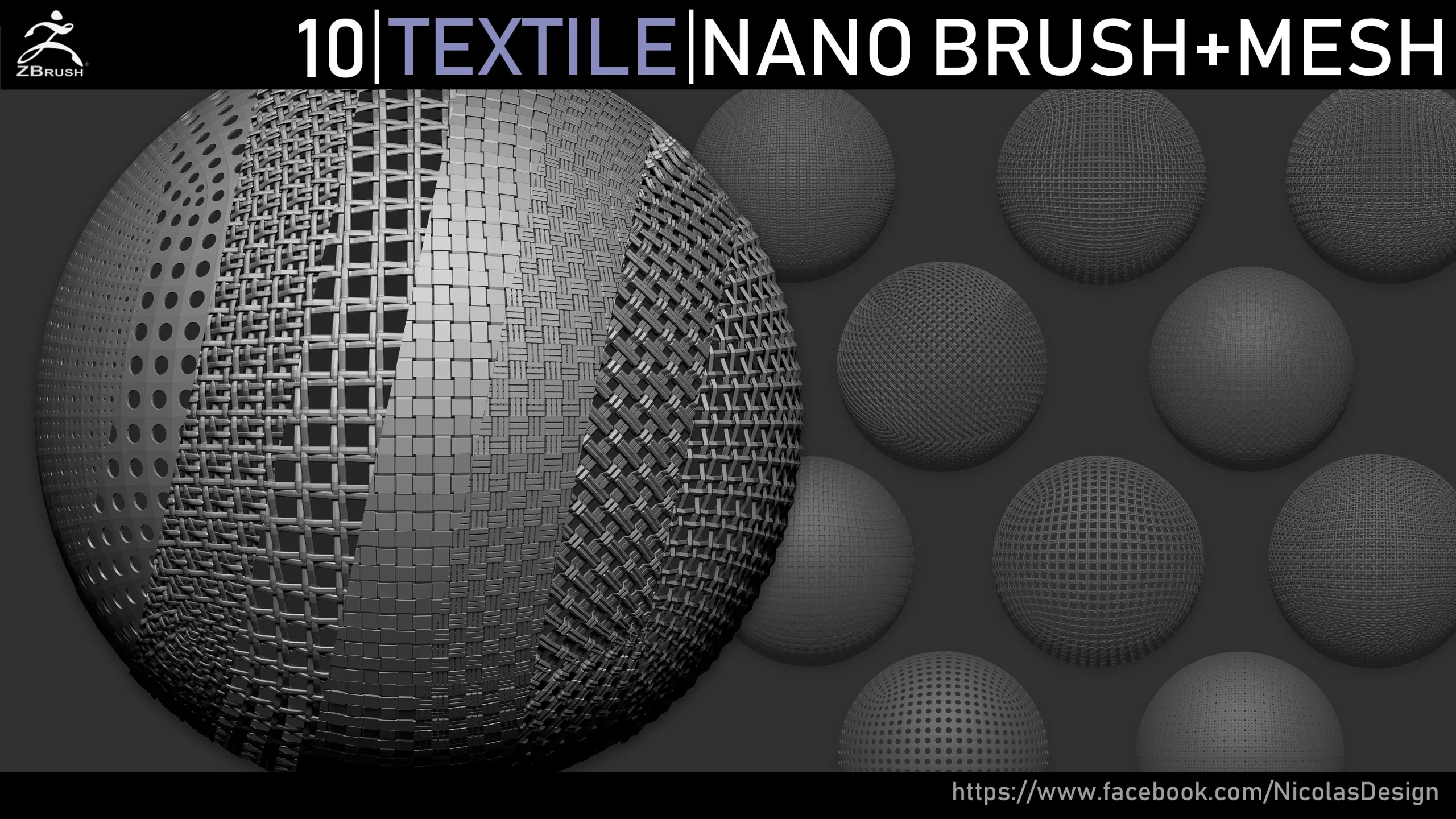 Zbrush - Textile Nano Brush + Meshes