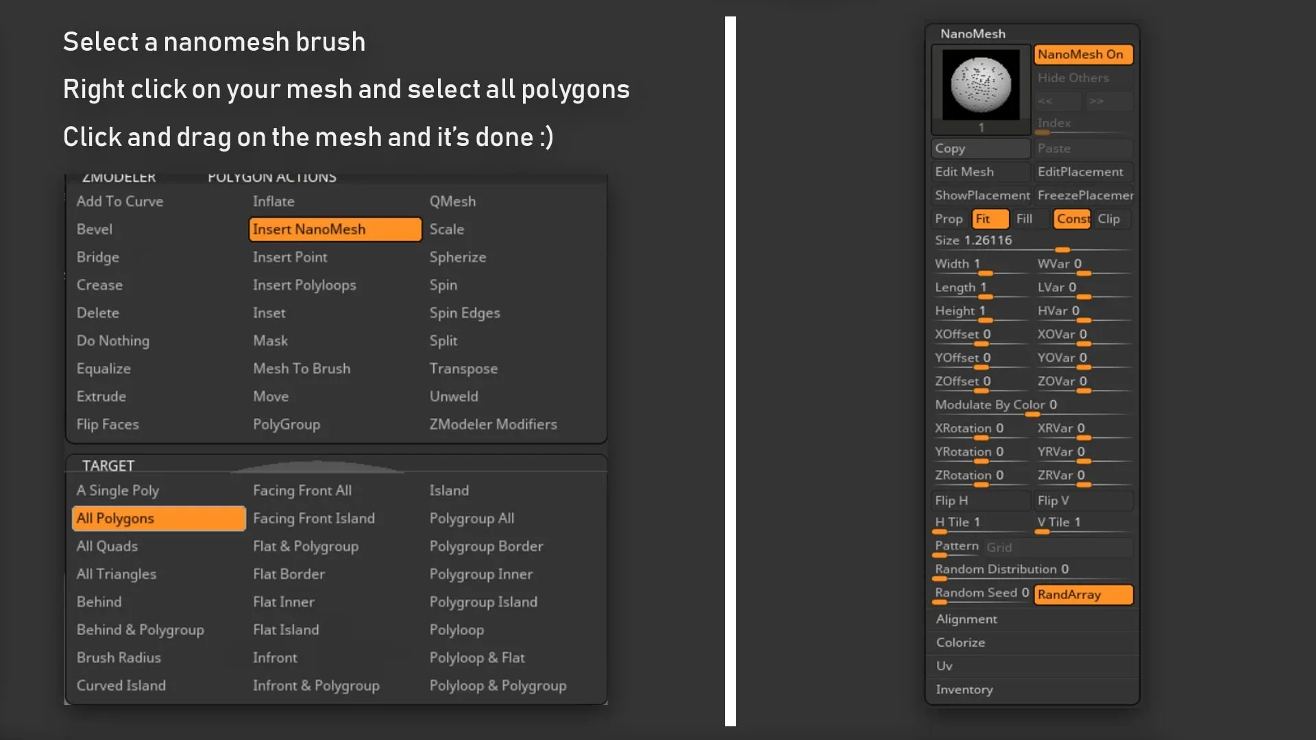 Zbrush - Textile Nano Brush + Meshes