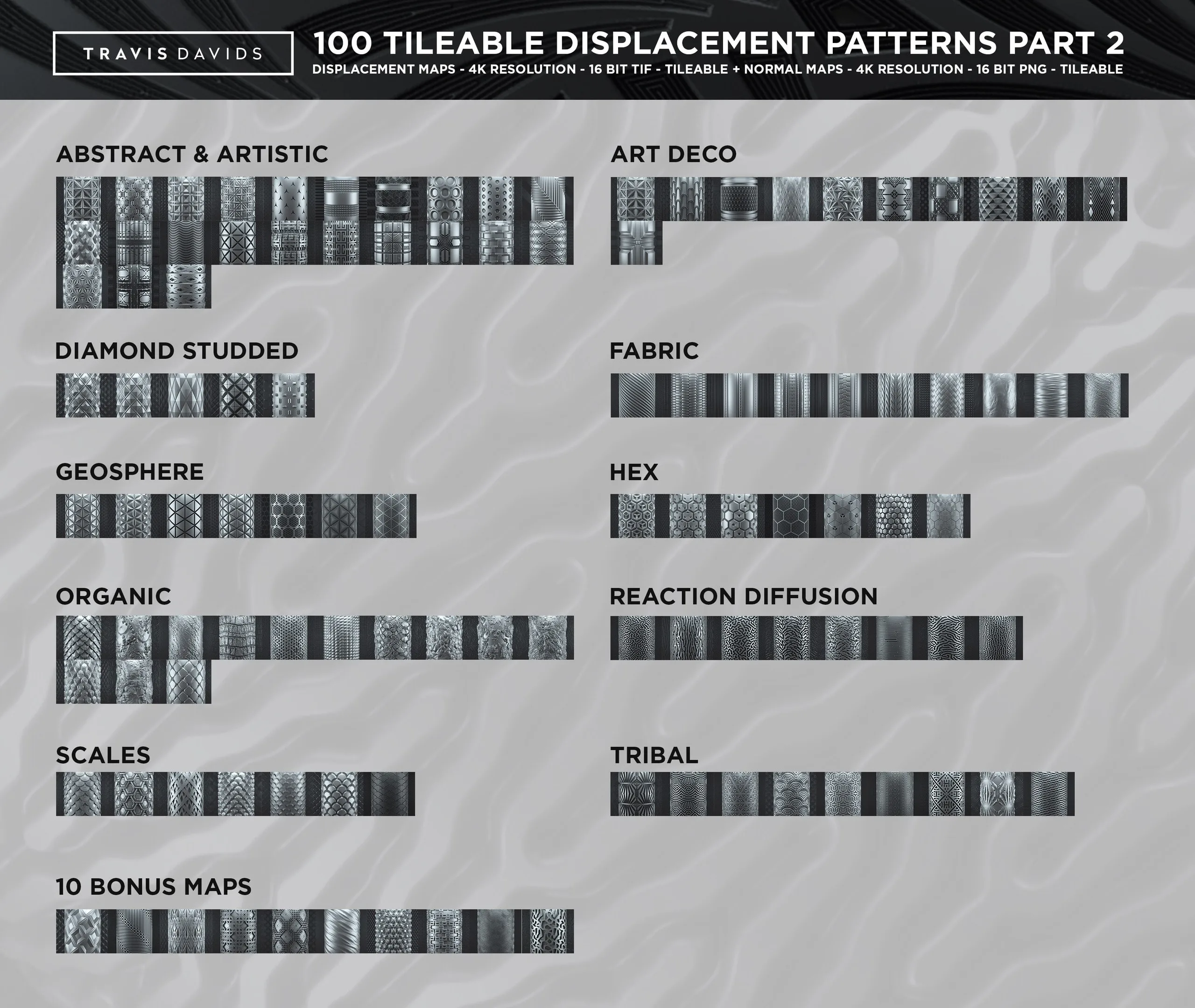 100 Tileable Displacement/Alpha Patterns Part 2