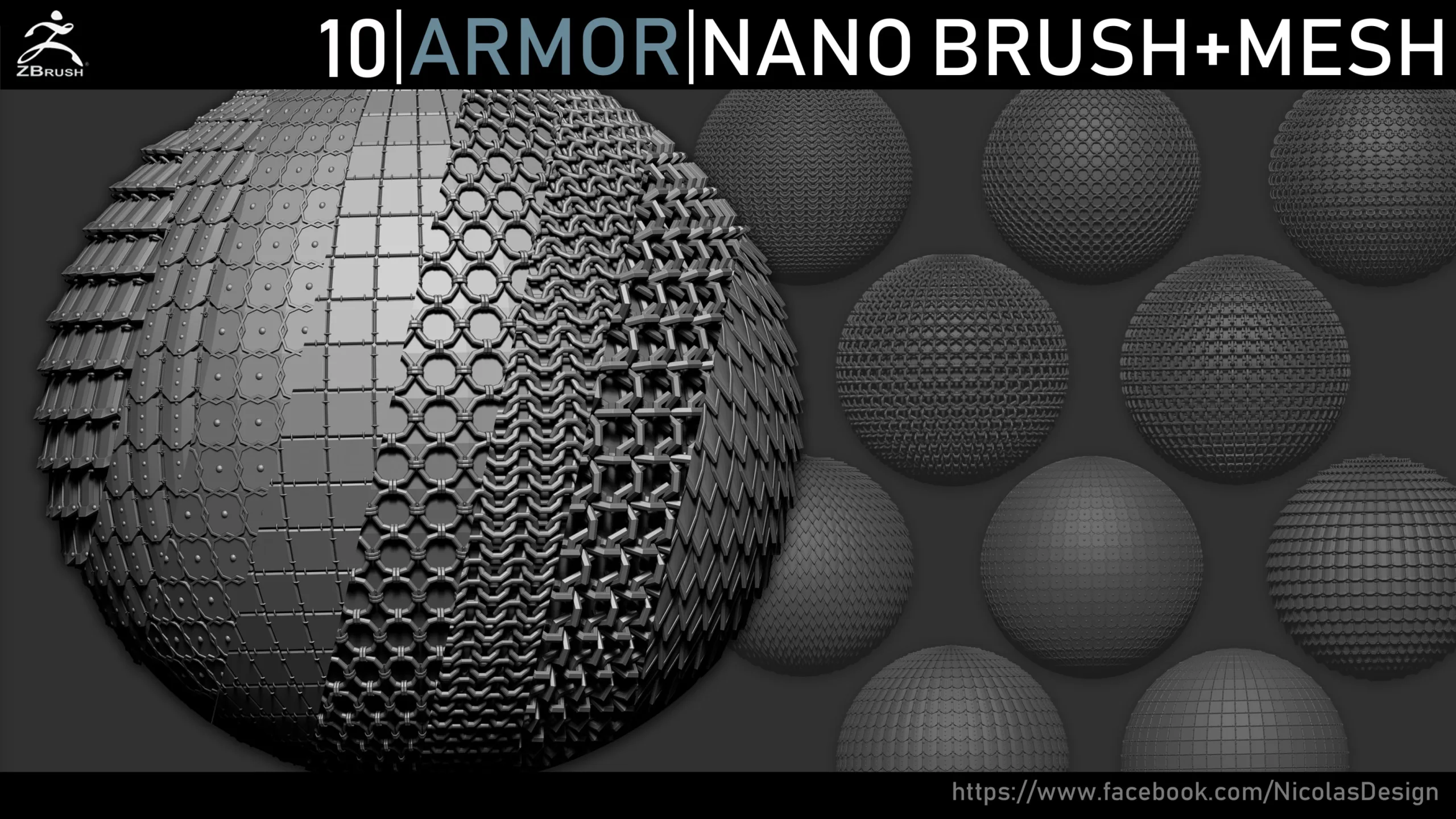 Zbrush - Armor Nano Brush + Meshes