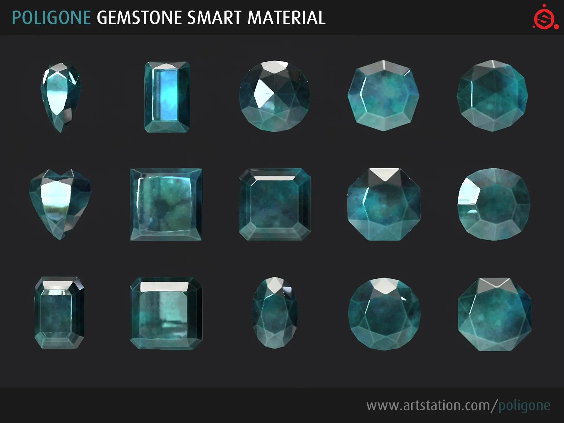 Poligone - Gemstone Smart Material for Substance Painter