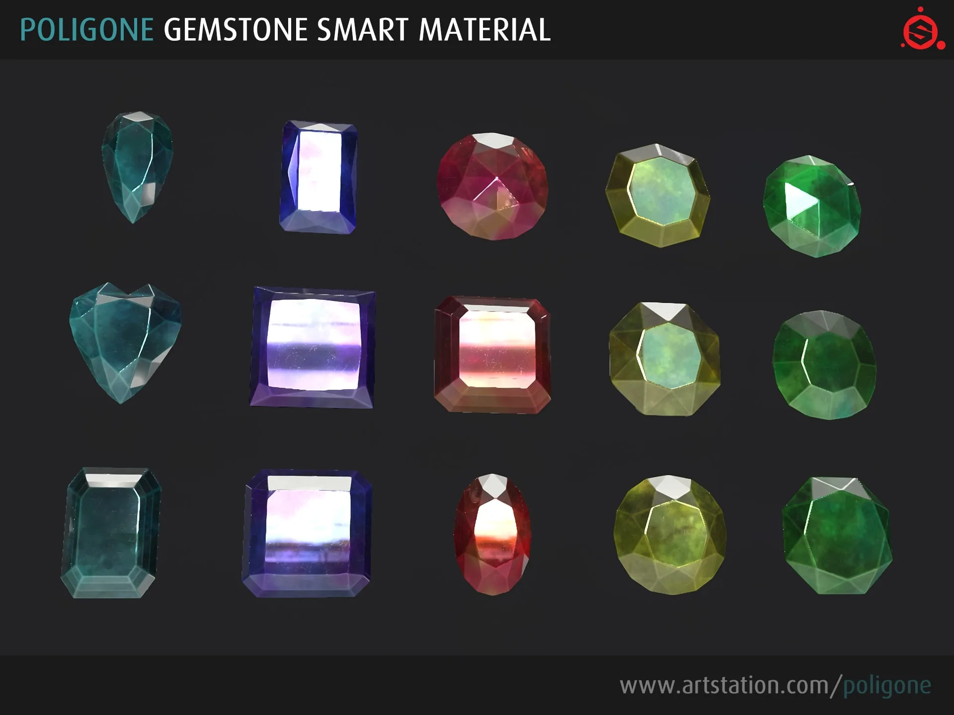 Poligone - Gemstone Smart Material for Substance Painter