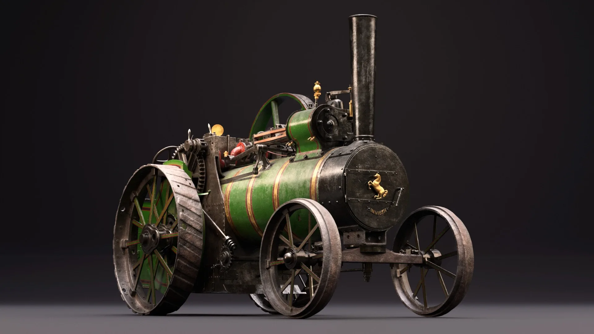Steam Engine 3D Model with Textures & Arnold Shaders