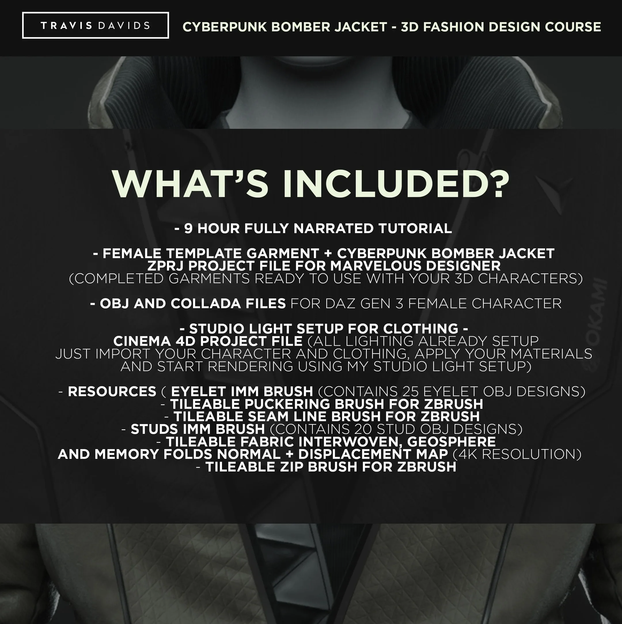 Cyberpunk Bomber Jacket - 3D Fashion Design Course