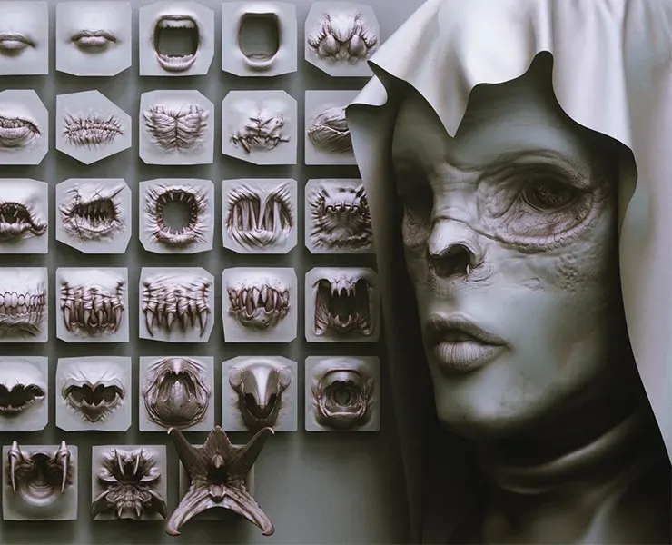 MOUTHS - 40 ZBrush VDMs + 5 bonus variations
