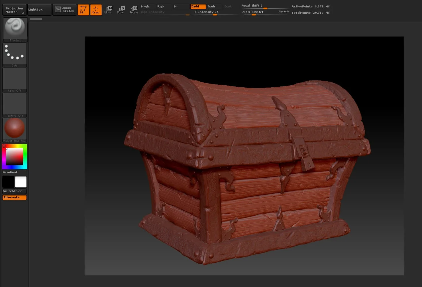 3D Fantasy Treasure Chest - High Poly