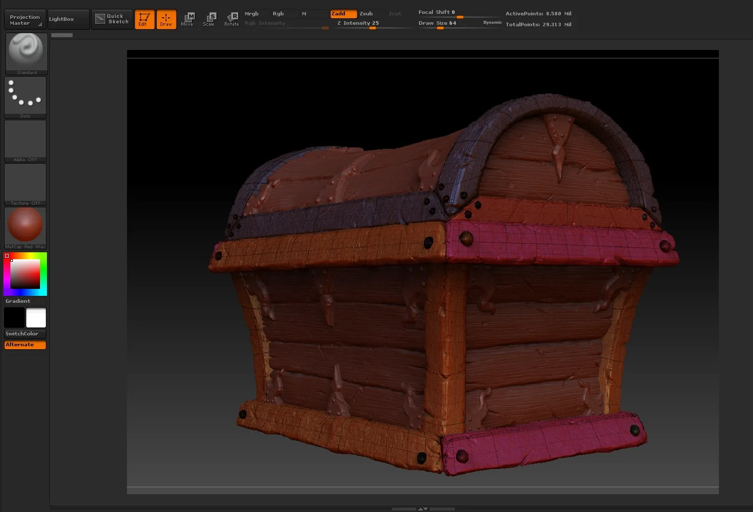 3D Fantasy Treasure Chest - High Poly