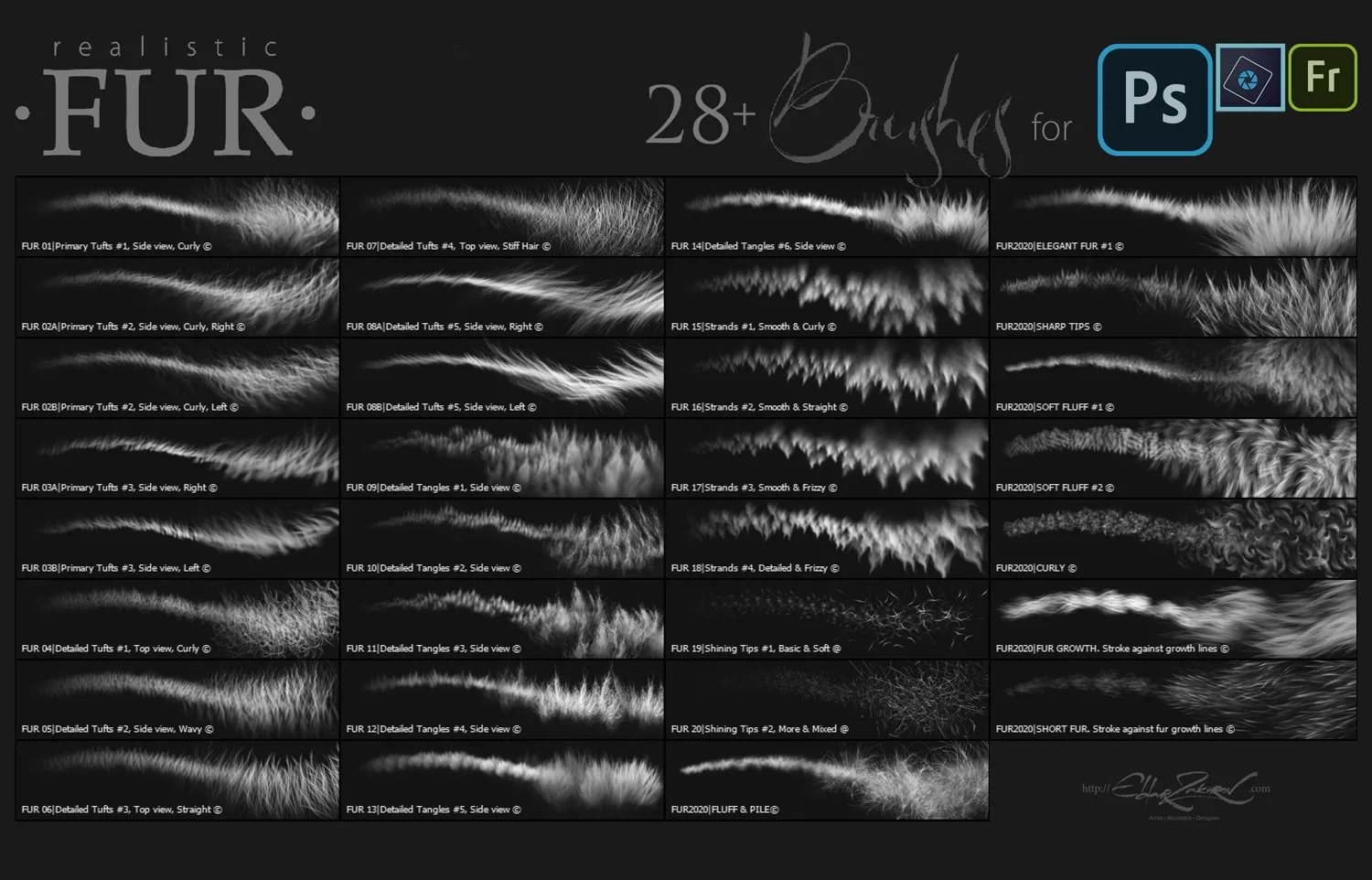 Realistic FUR Brush Set for Photoshop (Updated to v.3.0)