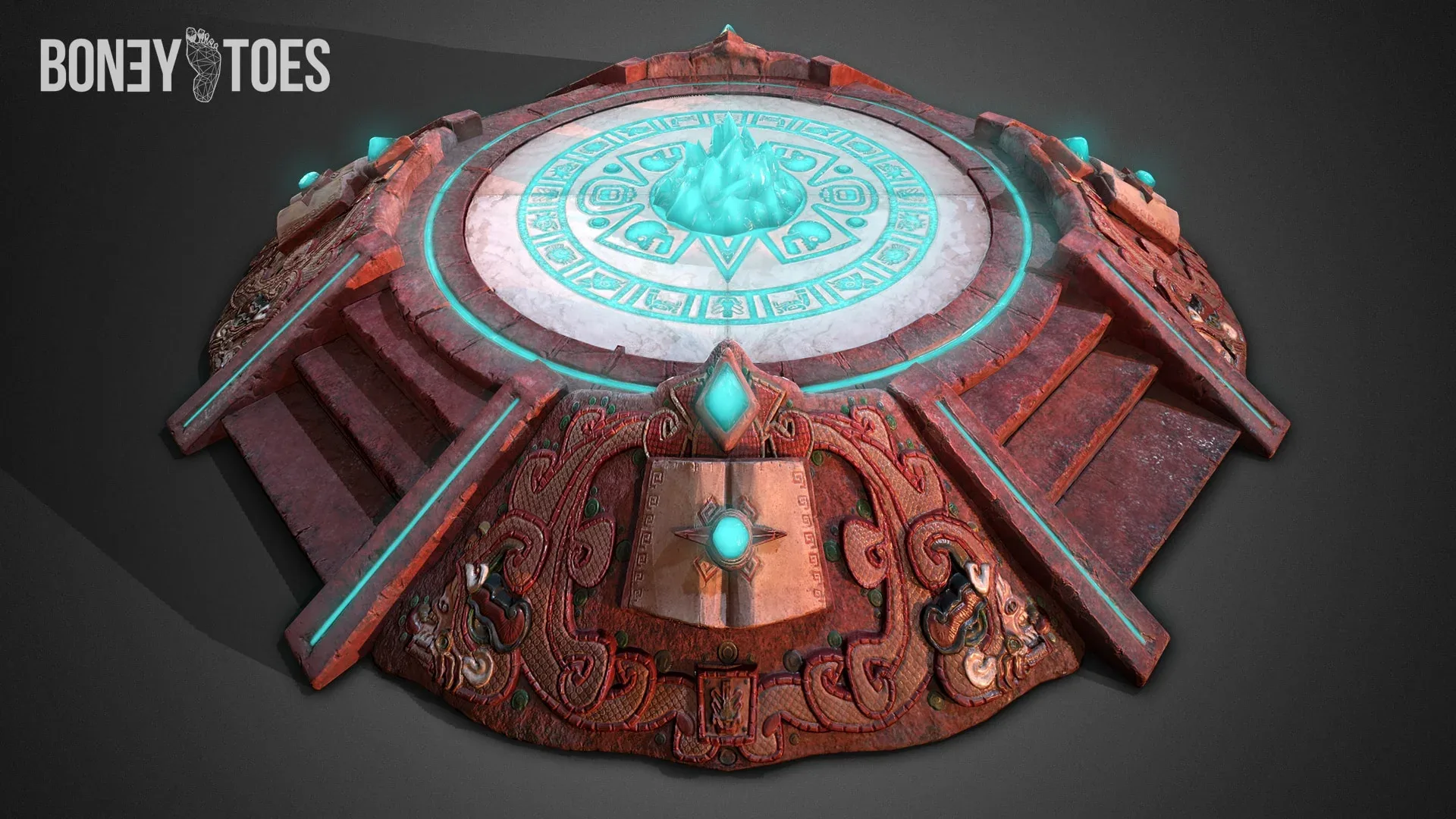 3D Aztec Pyramid Altar Game Ready