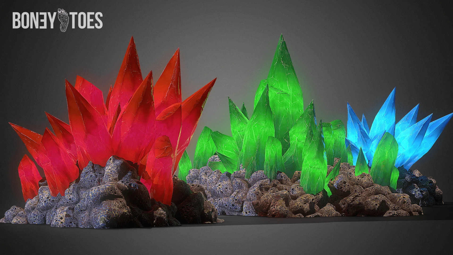 3D Cave Crystals - Game Ready