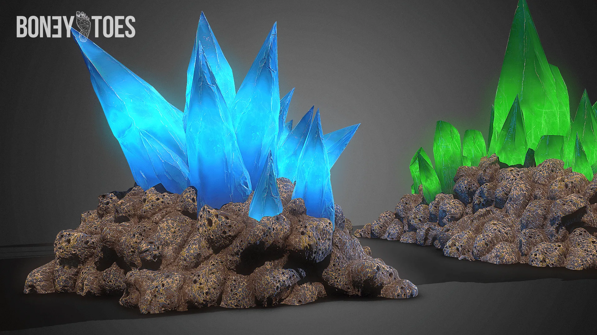 3D Cave Crystals - Game Ready