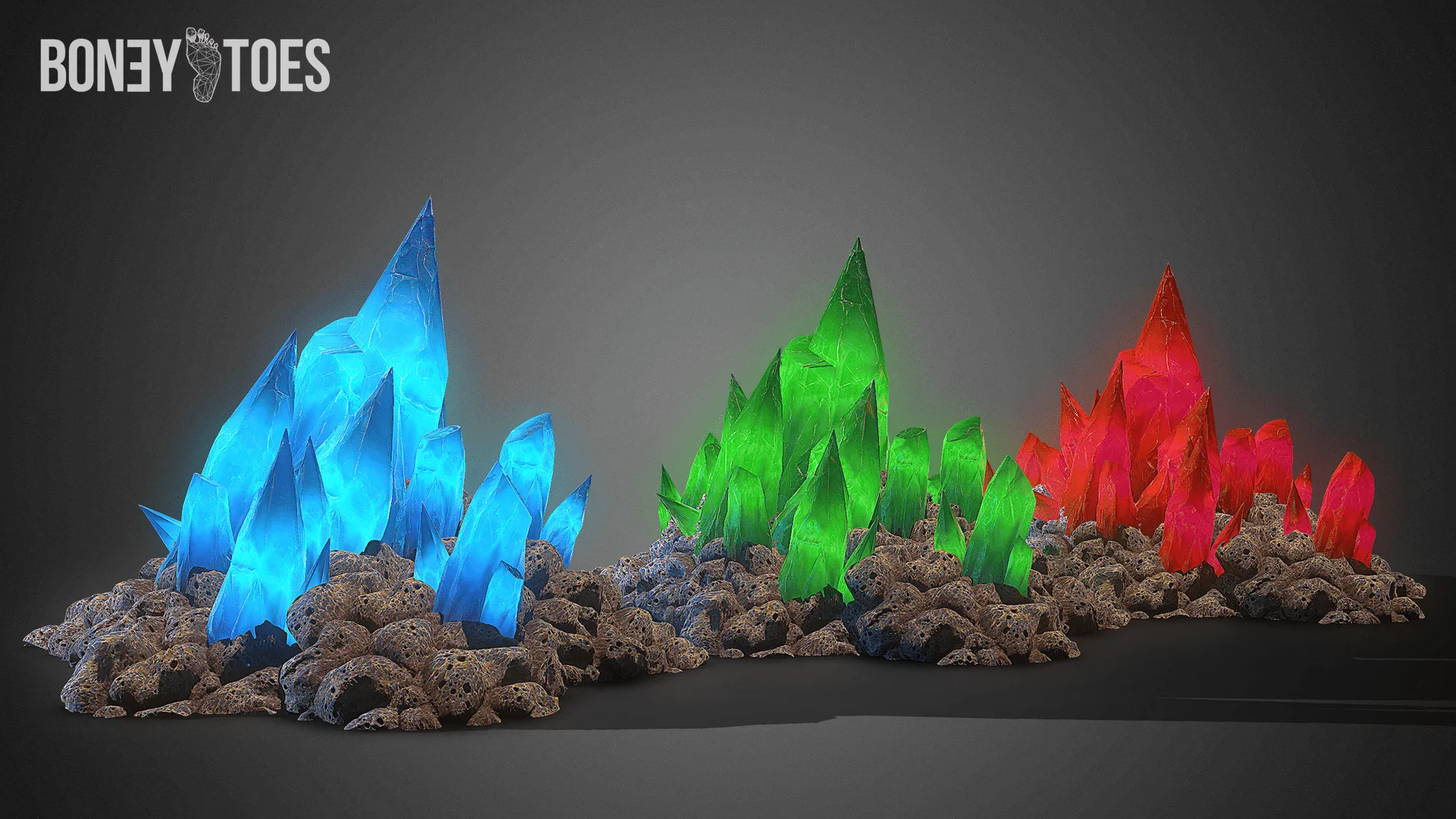 3D Cave Crystals - Game Ready