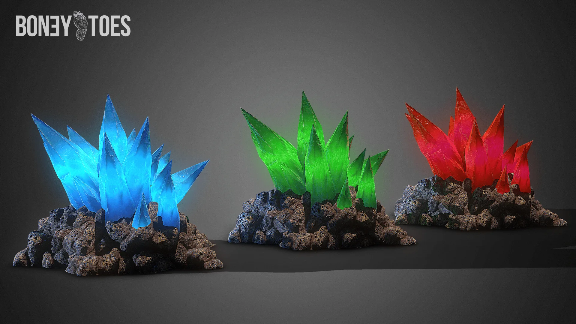 3D Cave Crystals - Game Ready