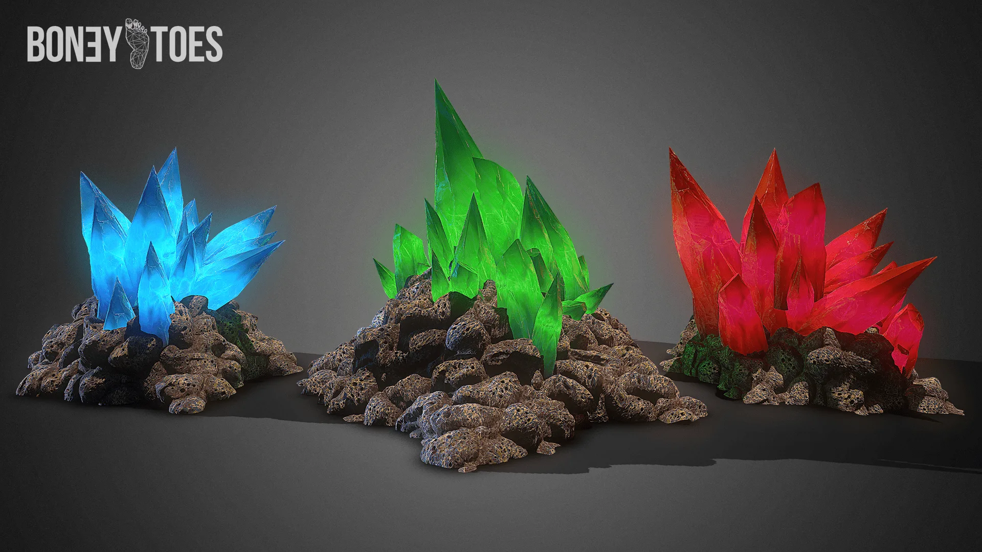 3D Cave Crystals - Game Ready