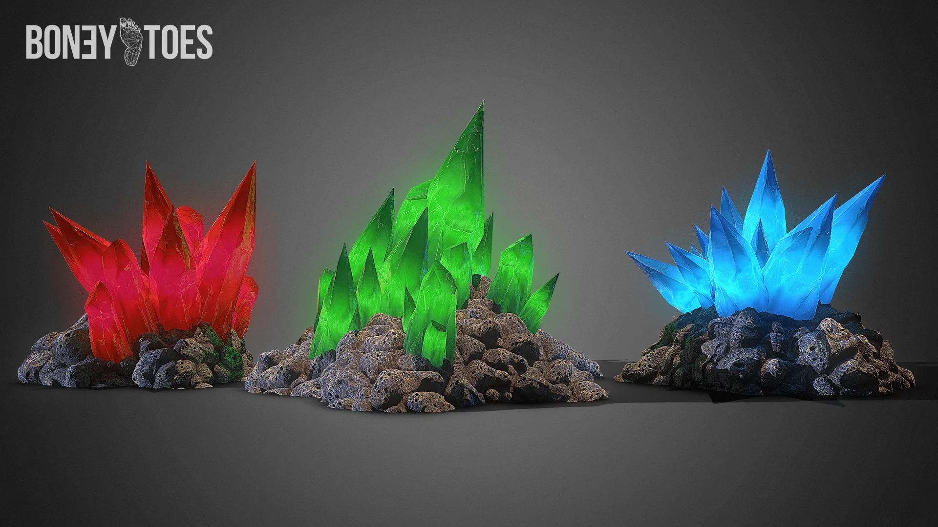 3D Cave Crystals - Game Ready