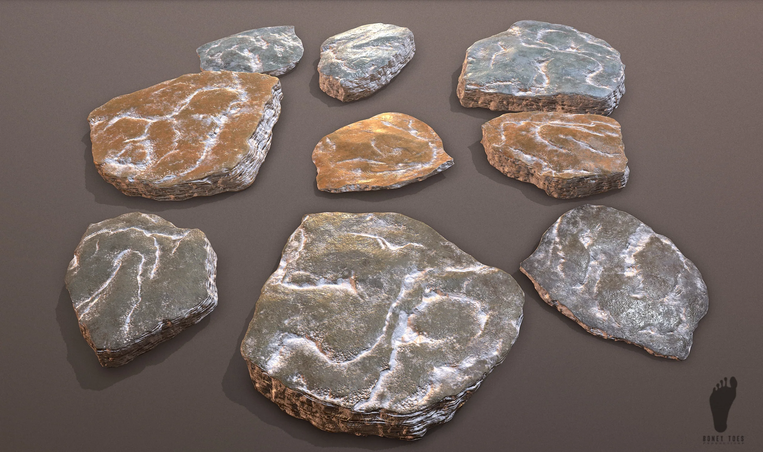 3D ROCK PLATES Game Ready