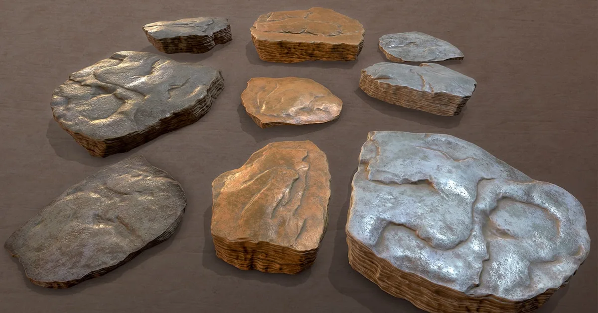 3D ROCK PLATES Game Ready