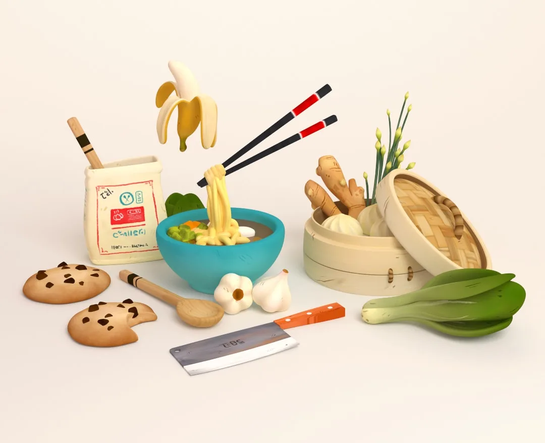 15+ Hand-painted 3D Kitchen Assets