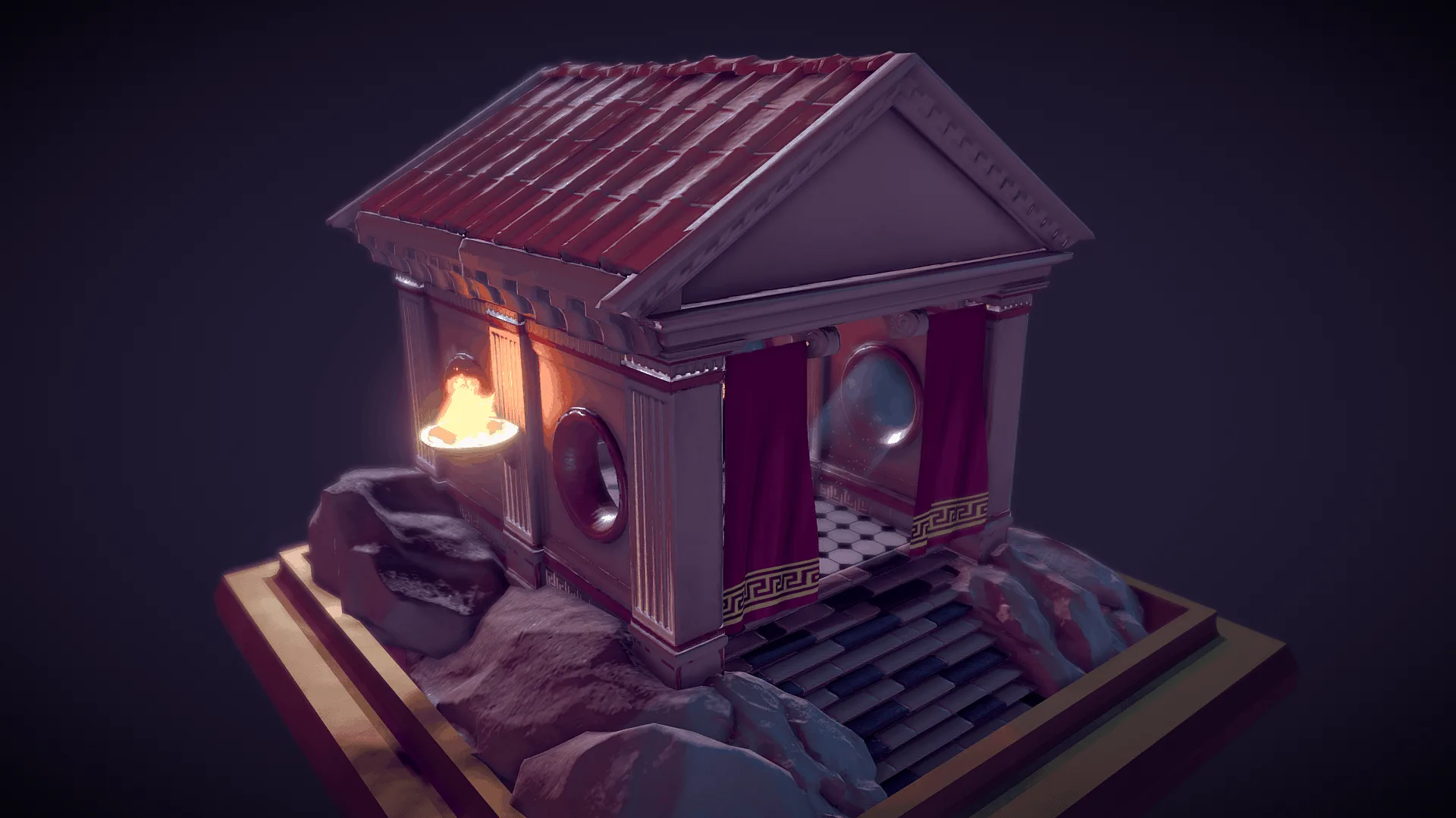 Temple at Night - 3D Asset