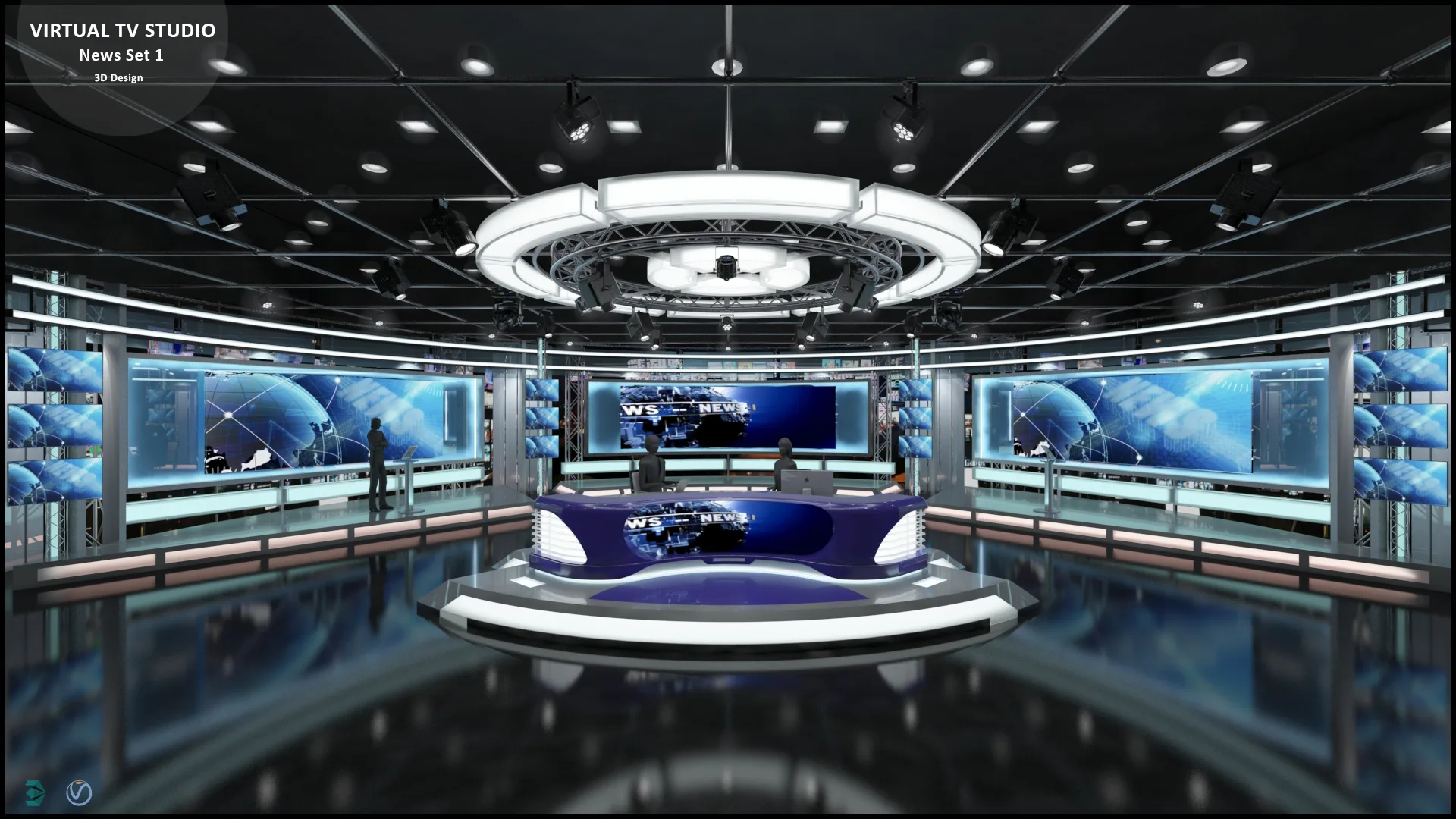 Virtual TV Studio News Set 1