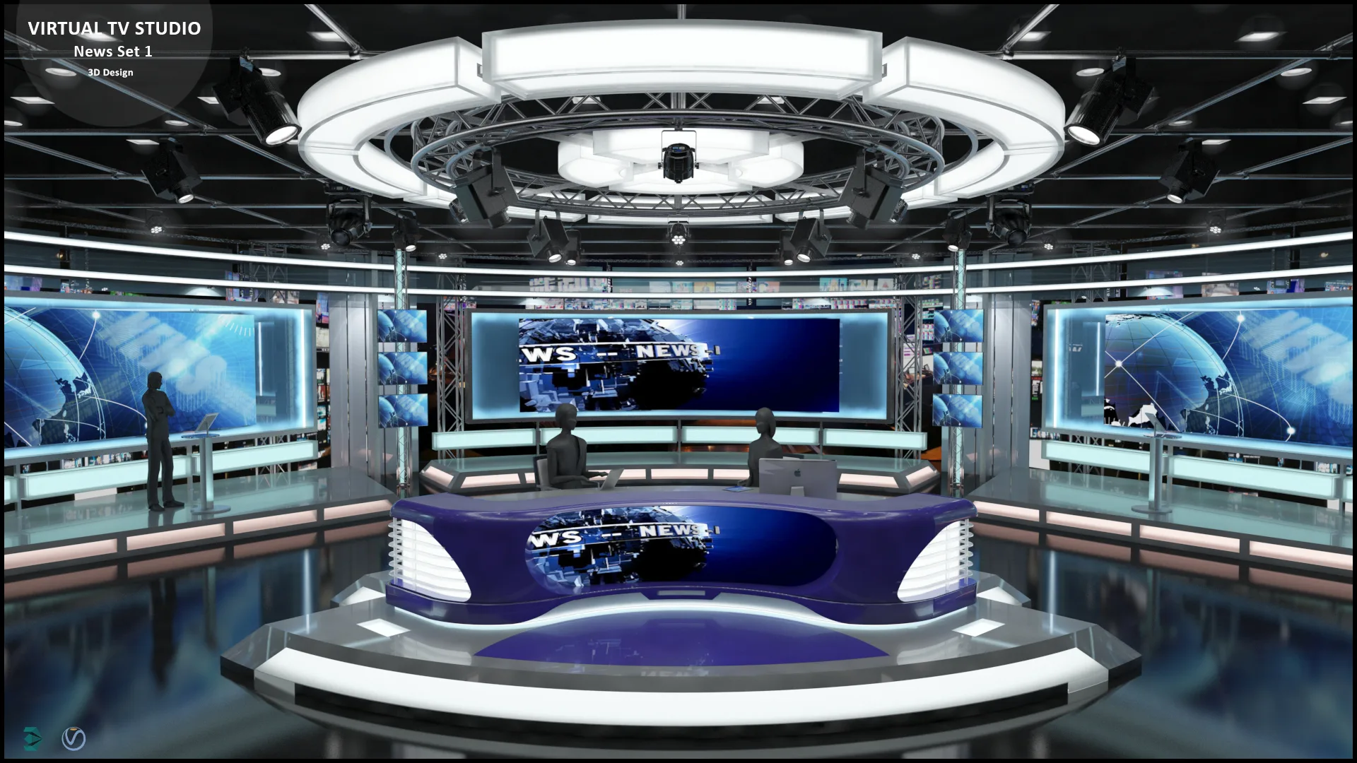 Virtual TV Studio News Set 1