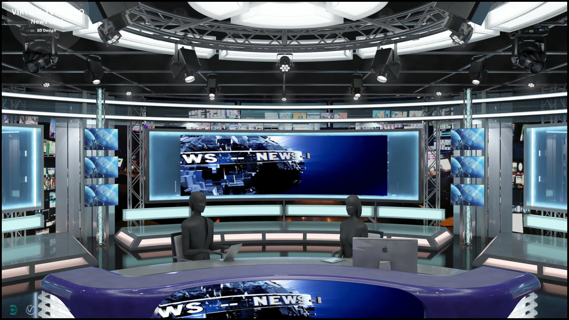 Virtual TV Studio News Set 1