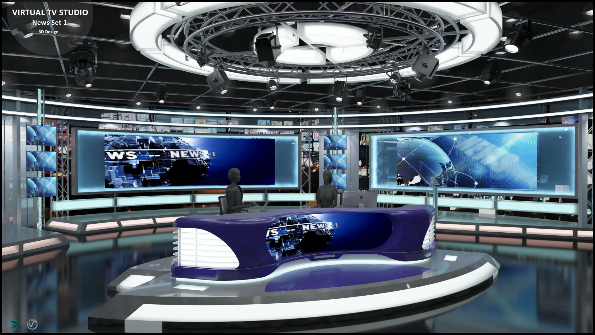 Virtual TV Studio News Set 1