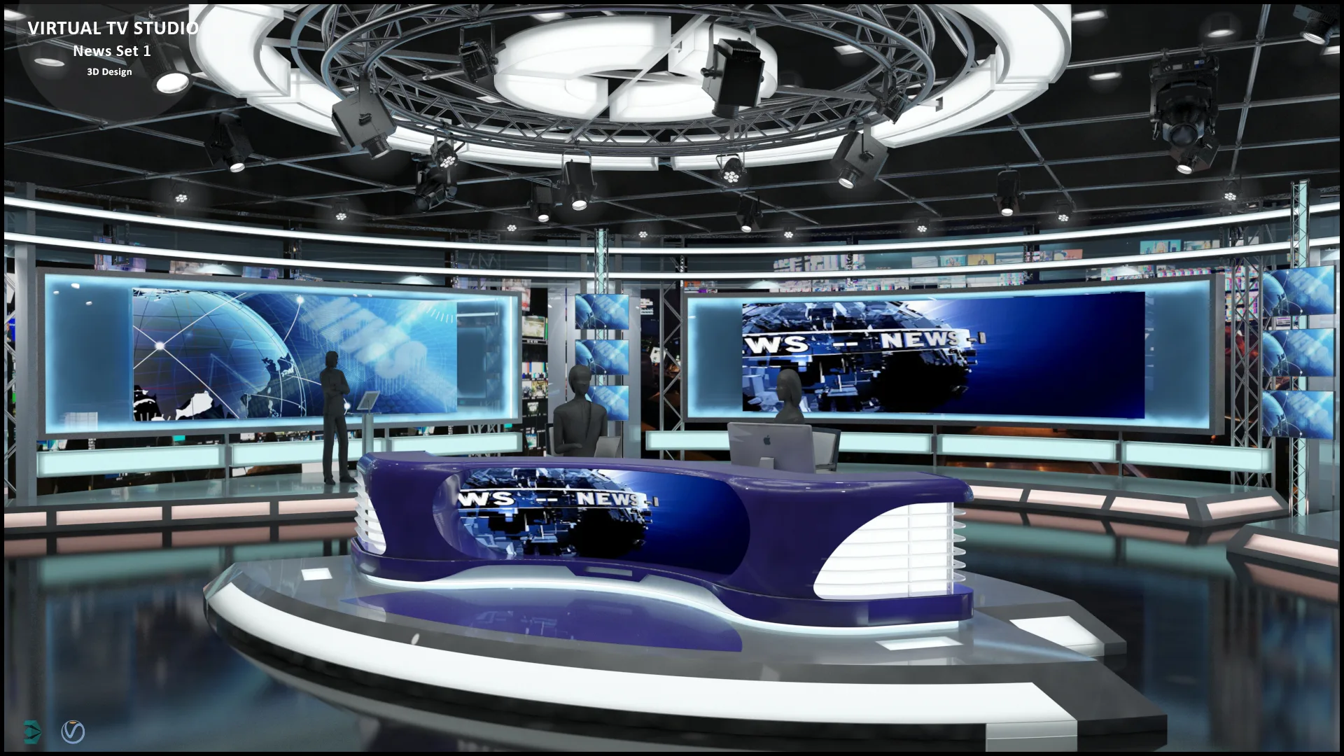 Virtual TV Studio News Set 1