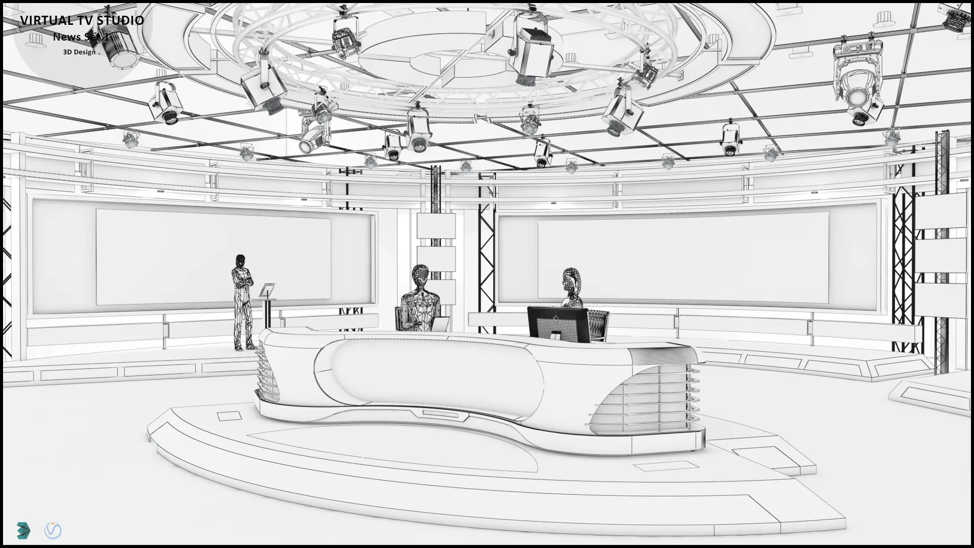 Virtual TV Studio News Set 1