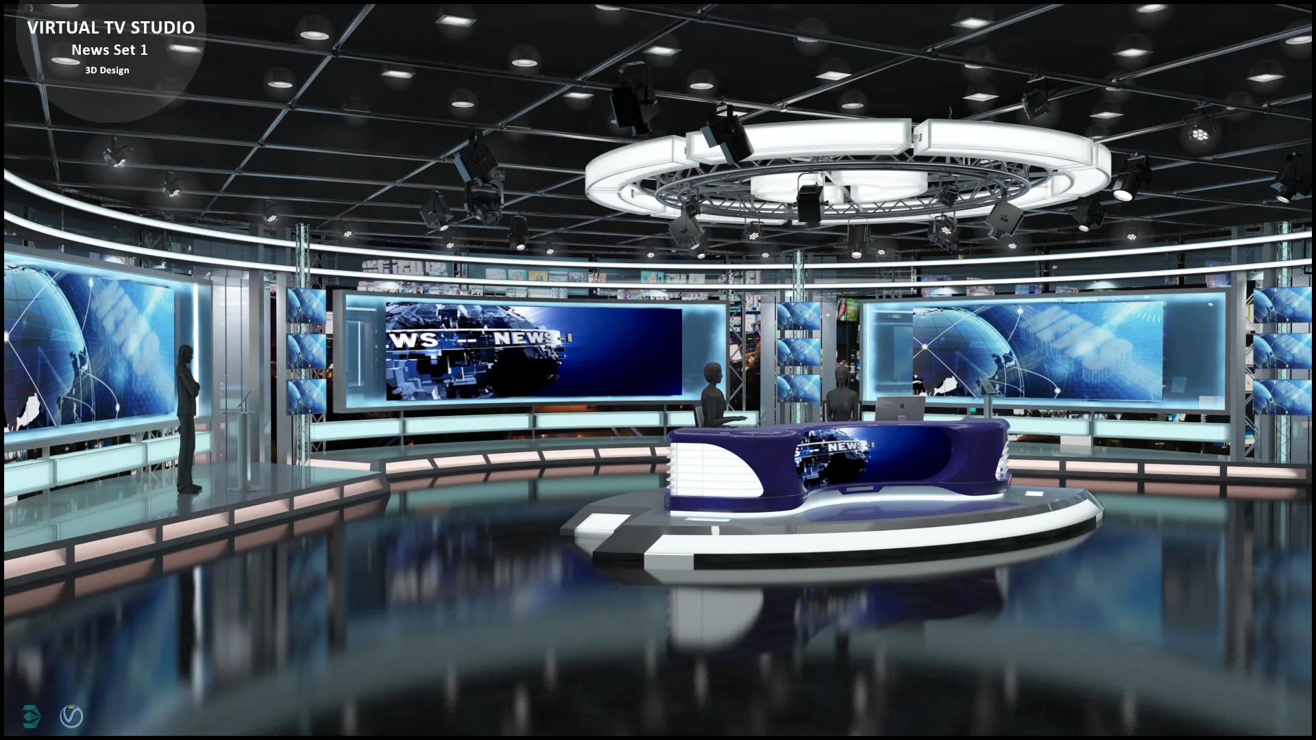 Virtual TV Studio News Set 1