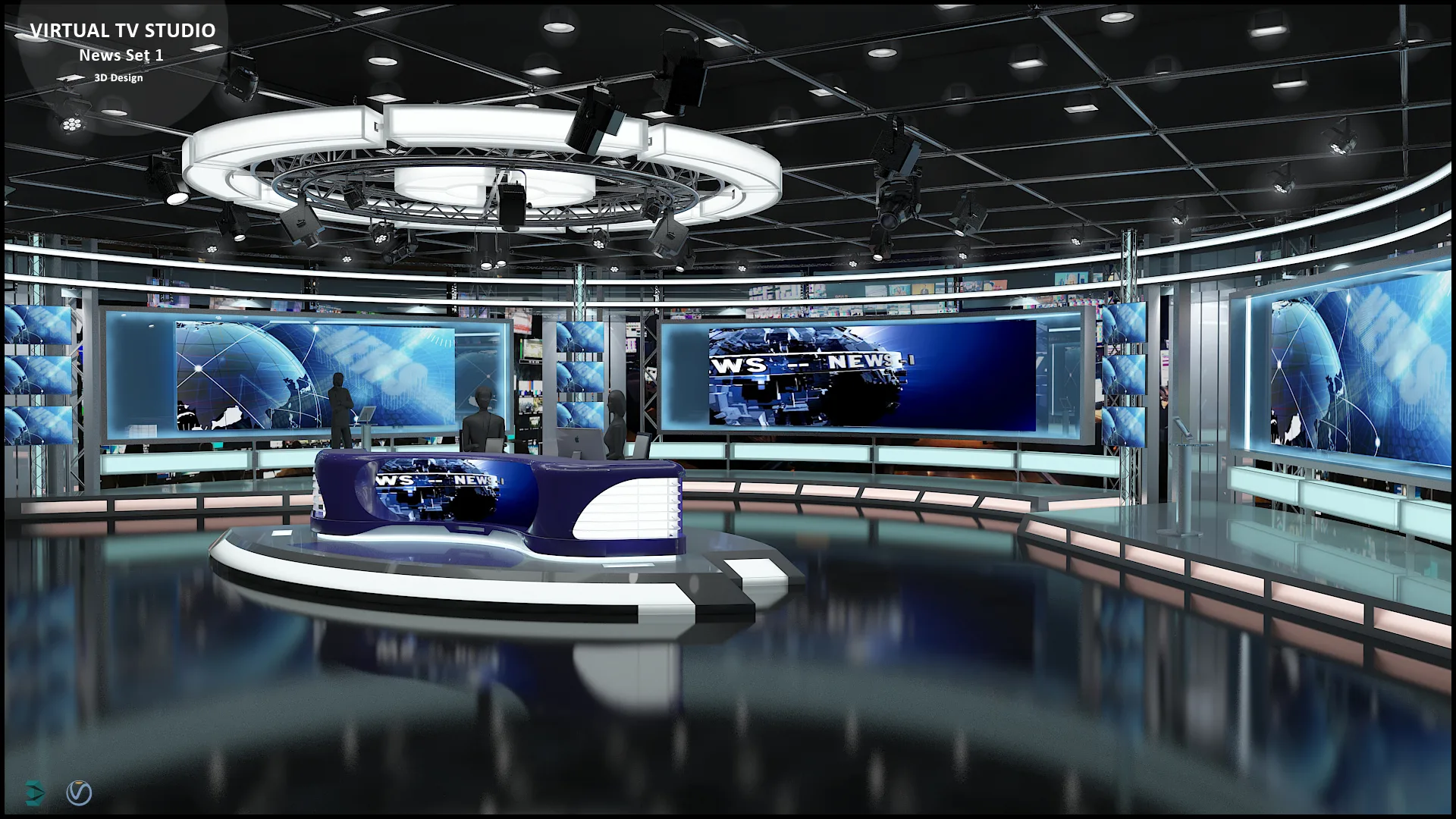 Virtual TV Studio News Set 1