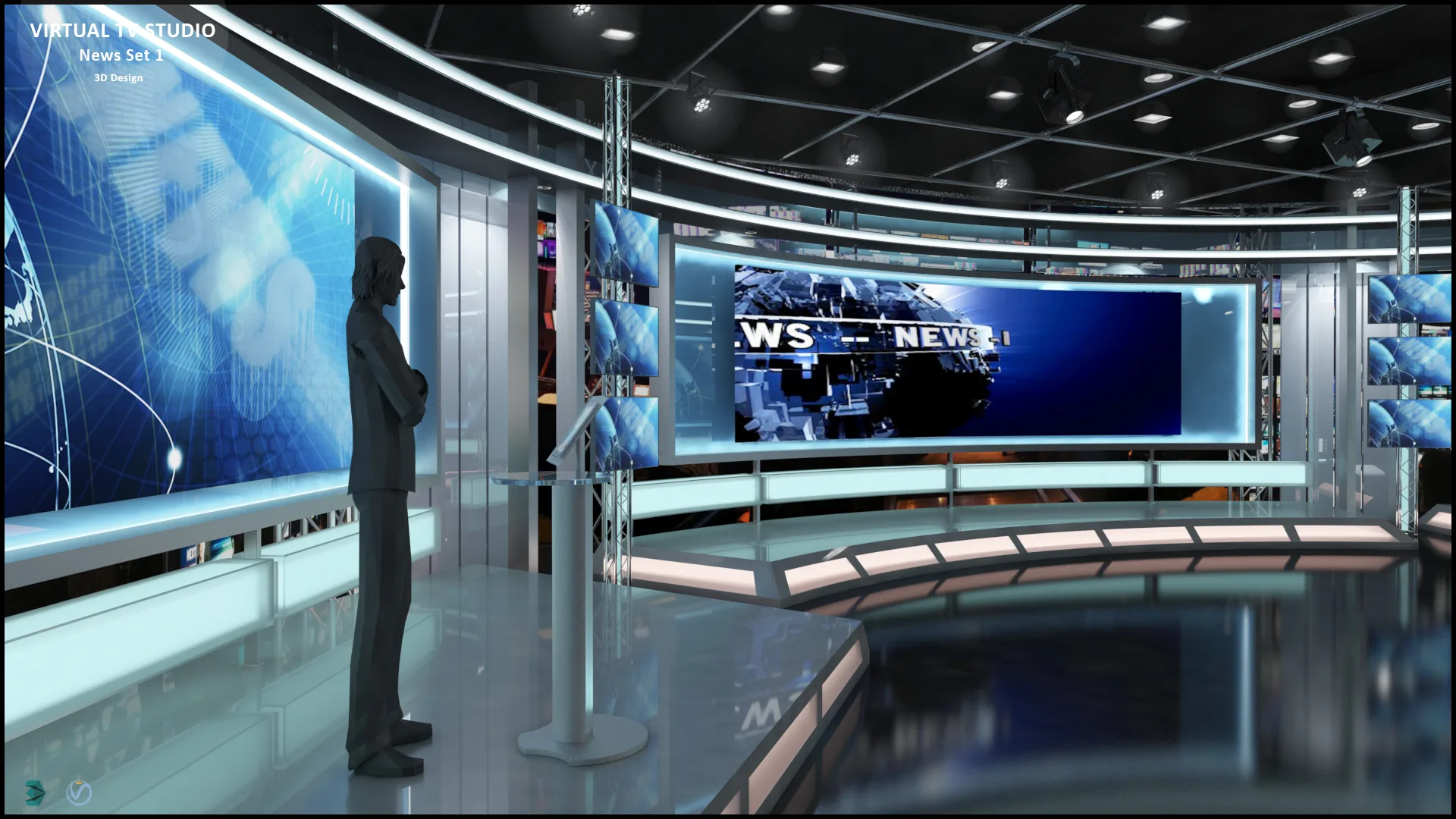 Virtual TV Studio News Set 1