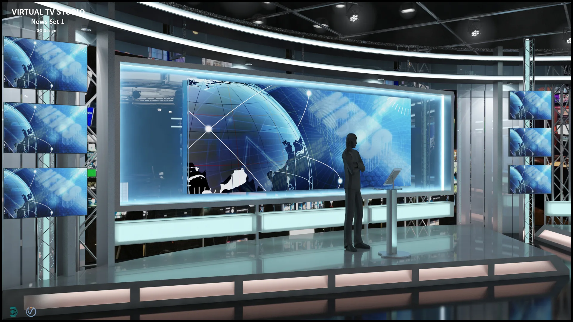 Virtual TV Studio News Set 1