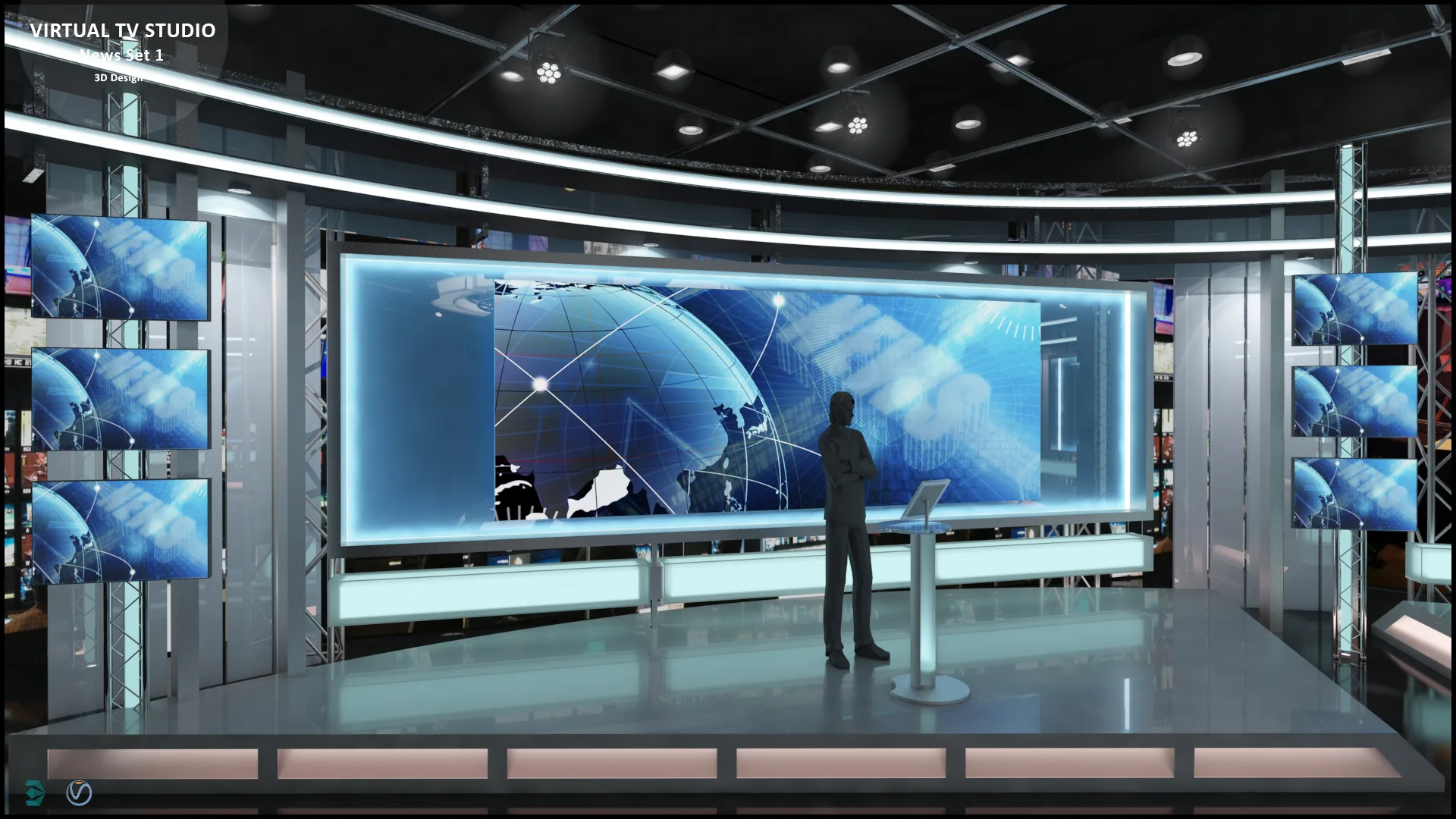 Virtual TV Studio News Set 1